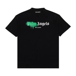 Palm Angels Black and Green Short Sleeve Tee